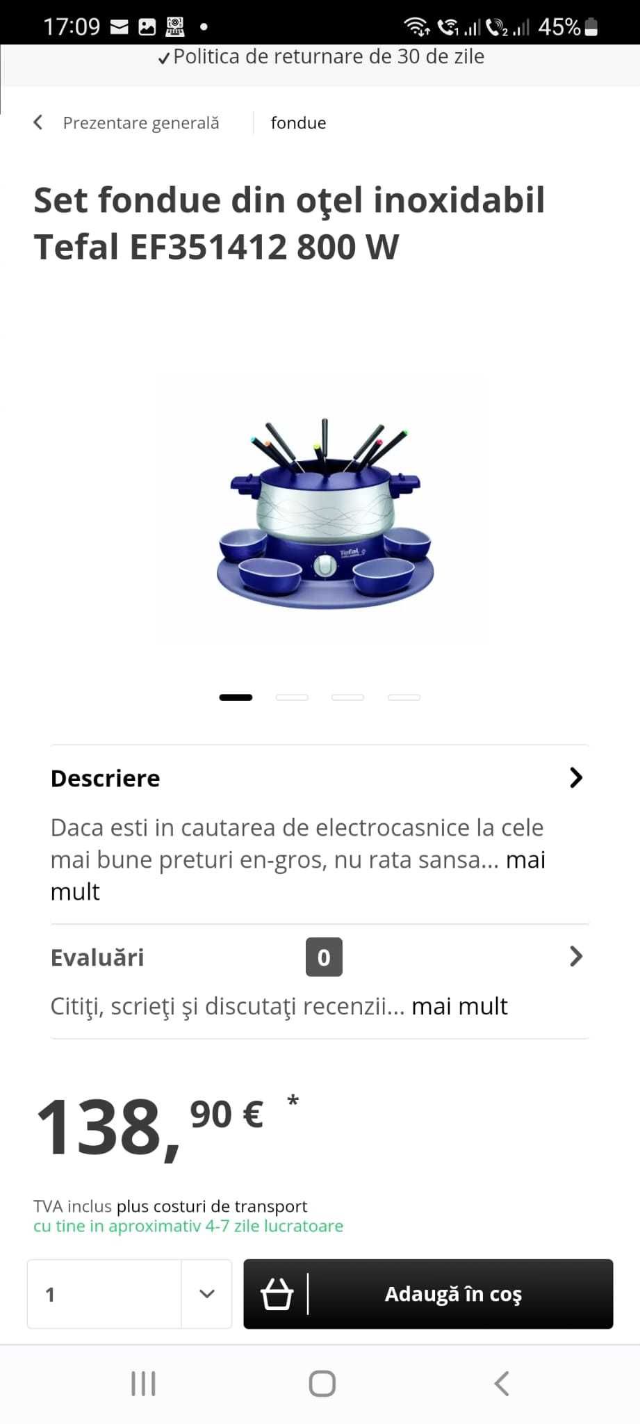 Set fondue din oțel inoxidabil Tefal EF351412 800 W