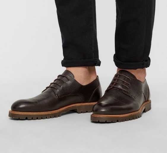Pantofi derby 45 plain toe premium Bugatti NOI piele naturala moale