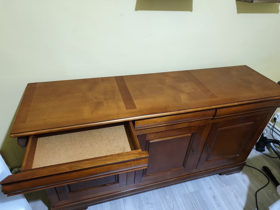 Comoda Bufet LOUIS PHILIPPE Mobexpert, 3 uși, Lemn Masiv Fag, Cires