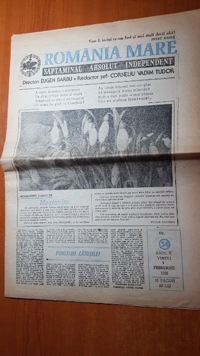 ziarul romania mare-300 numere 1990-2007 redactor sef c. vadim tudor