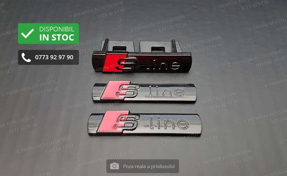 Set embleme / sigle metalice - Audi S line (grila + aripi)