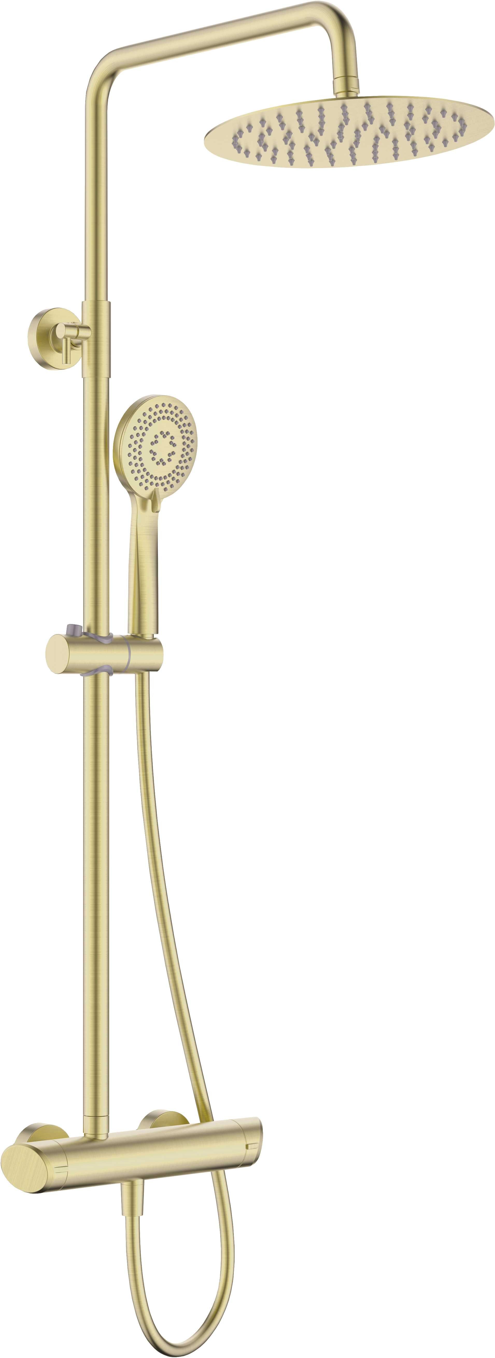 Златна мат душ колона тип дъжд със смесител  Arnika Brush Gold