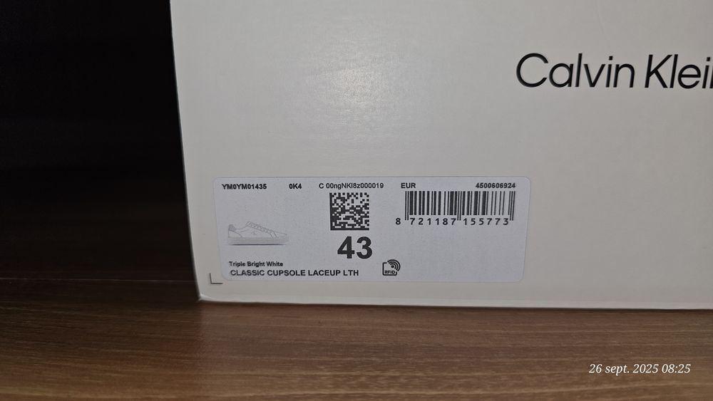 Pantofi sport, noi, originali, albi din piele naturală, Calvin Klein