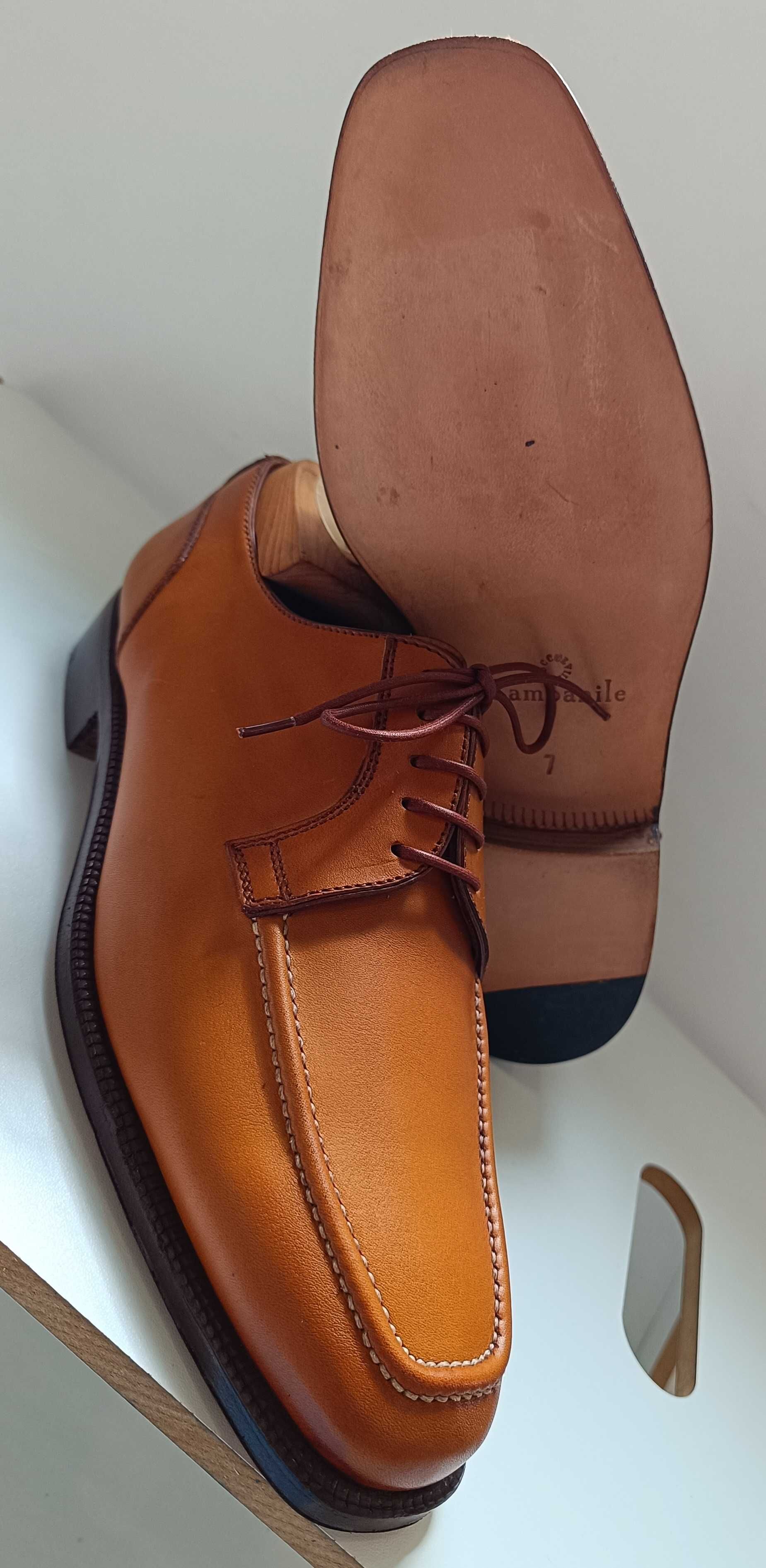 Pantofi derby 40.5 41 split toe de lux lucrati manual Campanile NOI