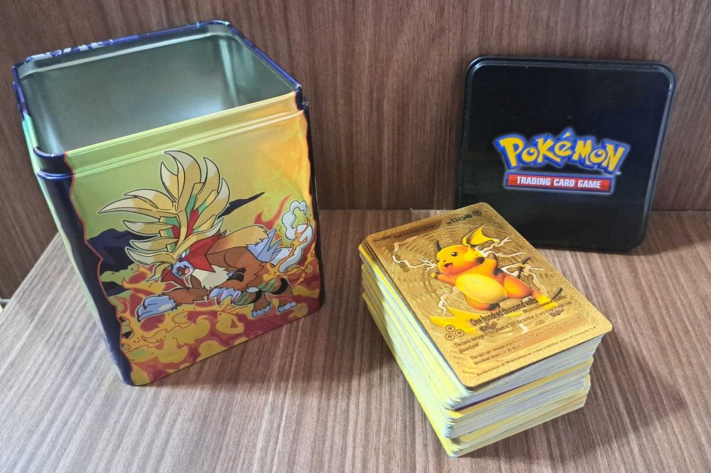 Pokemon TCG 129 cards + metal box