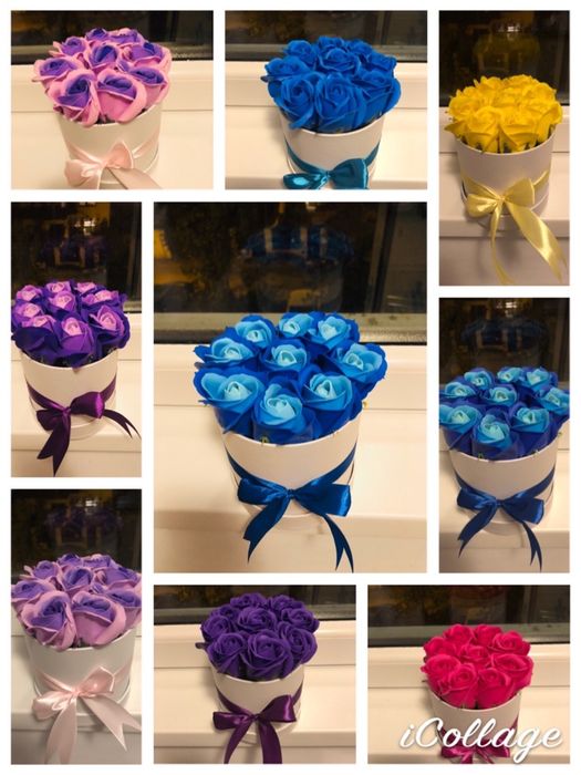 Cutie cu trandafiri din petale de sapun 50 lei