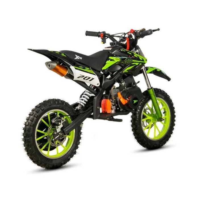 Mini Cross XTR 701, 50cc,2 timpi, pornire sfoara,roti 10, negru/verde