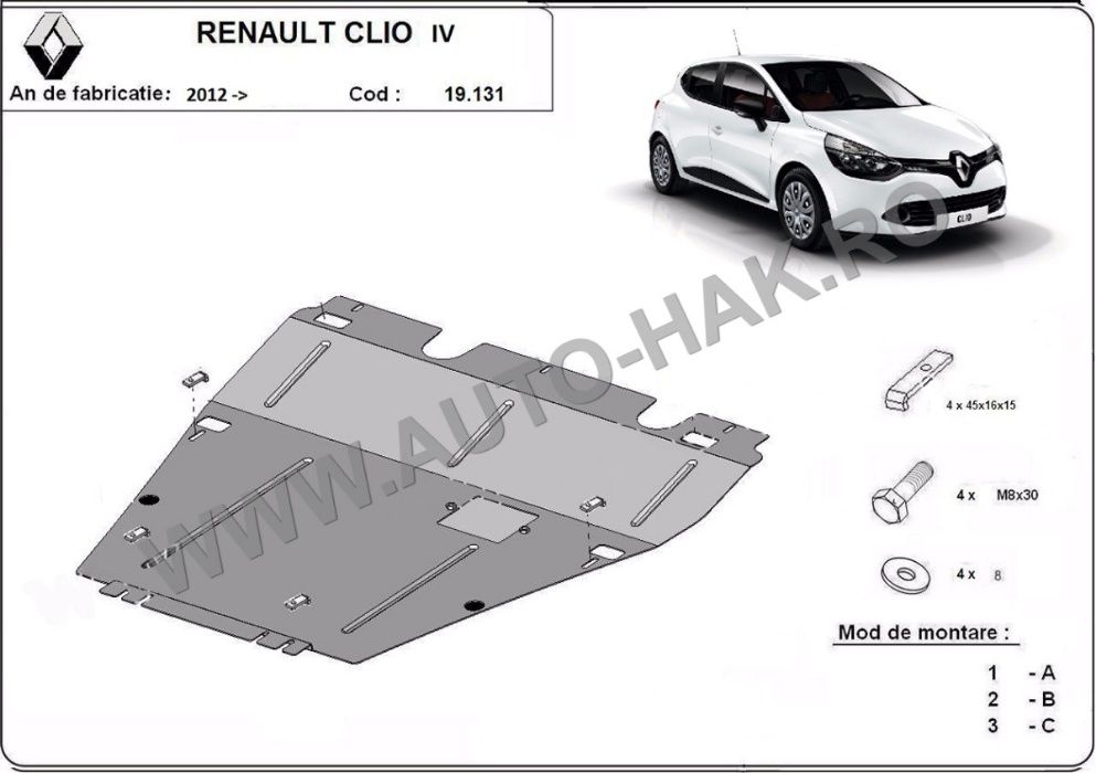 Scut motor metalic Renault Clio IV 2012 -2019