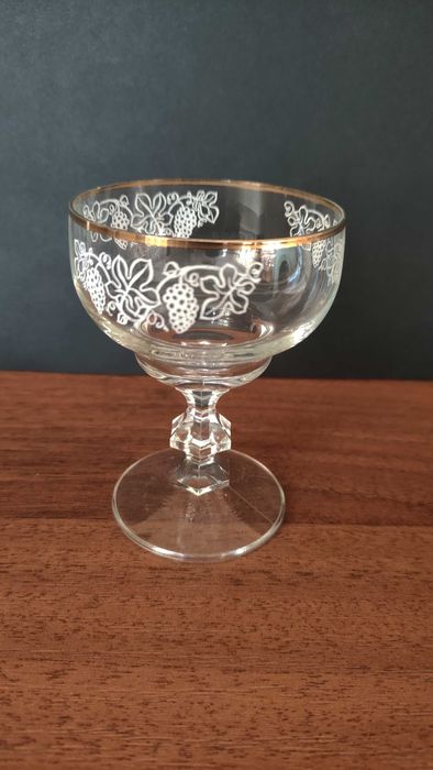 5 бр. кристални чашки за аперитив с ръчна декорация и златен кант