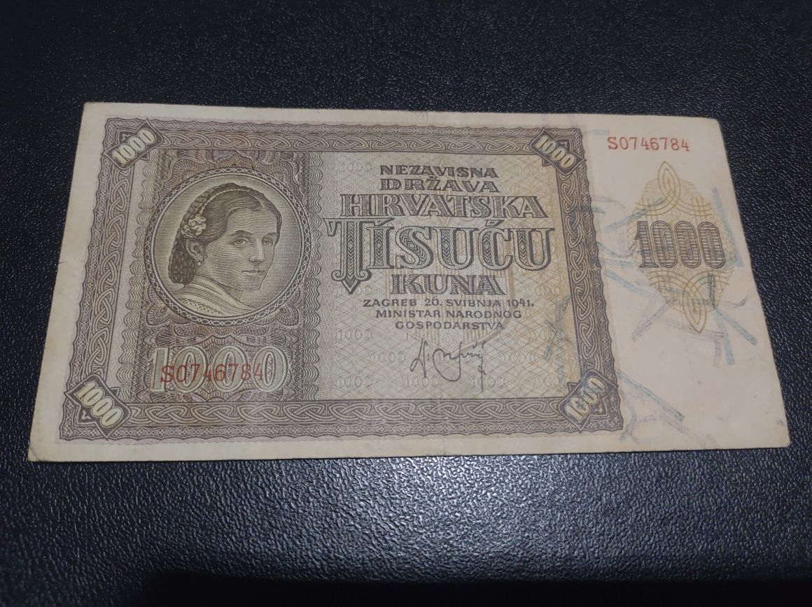 Bancnota 1000 kuna 1943 Croația