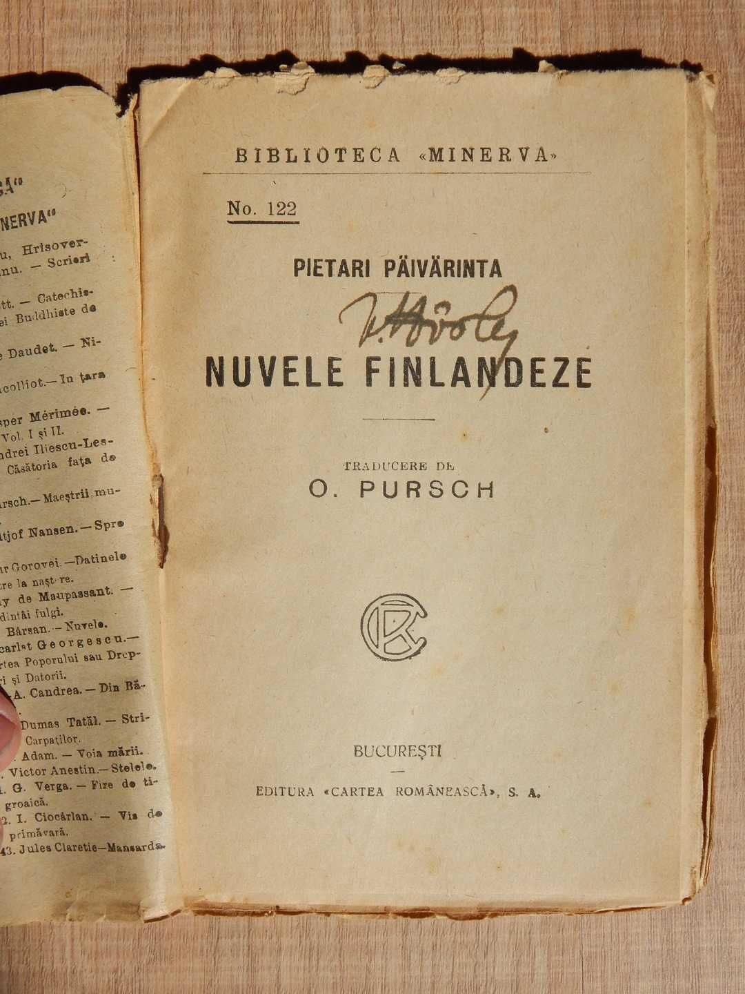 Nuvele finlandeze Pietari Paiverinta O Pursch Cartea Romaneasca
