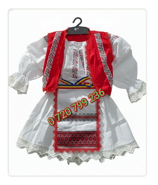 Costum popular cu vesta pt fete 4-9 ani OFERTA