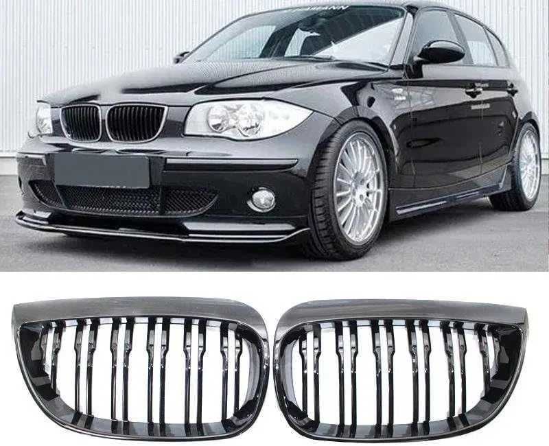 Решетки Бъбреци БМВ BMW 1 E81 E87 Двойни Черен Гланц