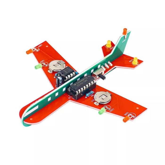 Kit electronic DIY Avion cu LED-uri intermitente montaj educational