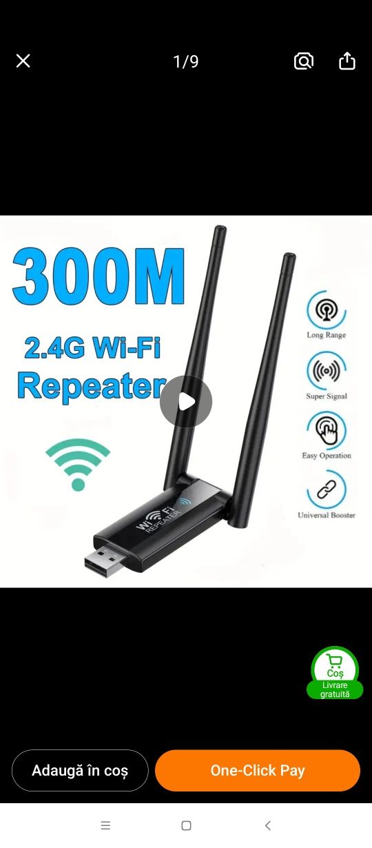 Prelungire semnal wireless usb cu antene