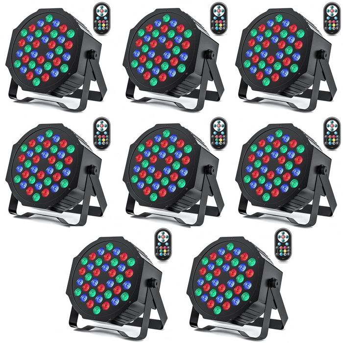 Set 8 proiectoare DJ 36 LED DMX 7CH 72W cu telecomada petreceri disco