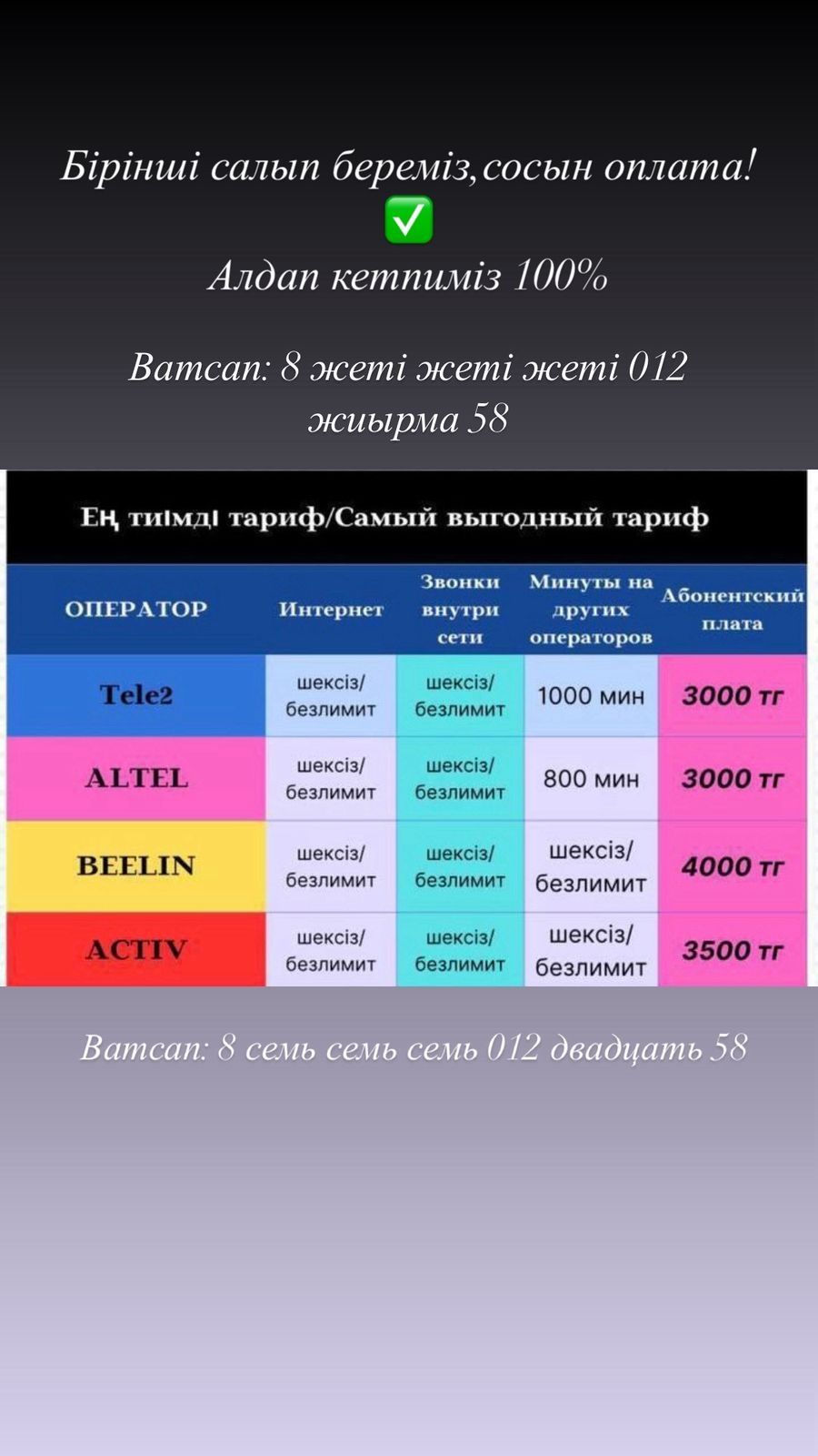 Выгодный тариф без обмана 100%