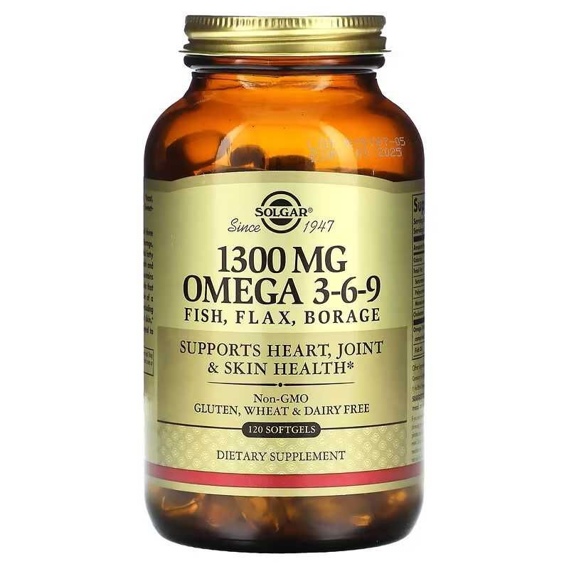 Solgar, Omega омега 3-6-9, 1300 мг, 60 и 120 мягких таблеток