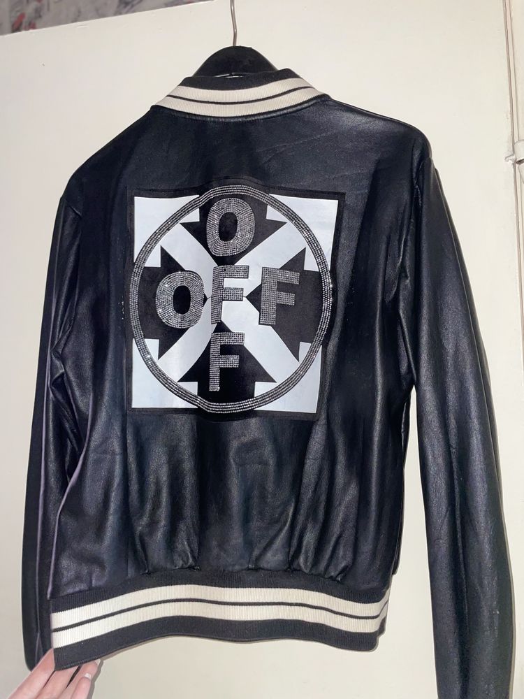 Кожено яке на Off-White с камъни