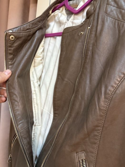 Geacă din piele naturală, culoare maro, elegantă și confortabilă