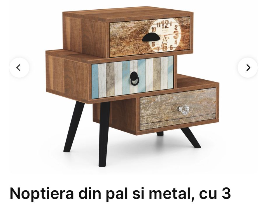 Noptiera din pal si metal