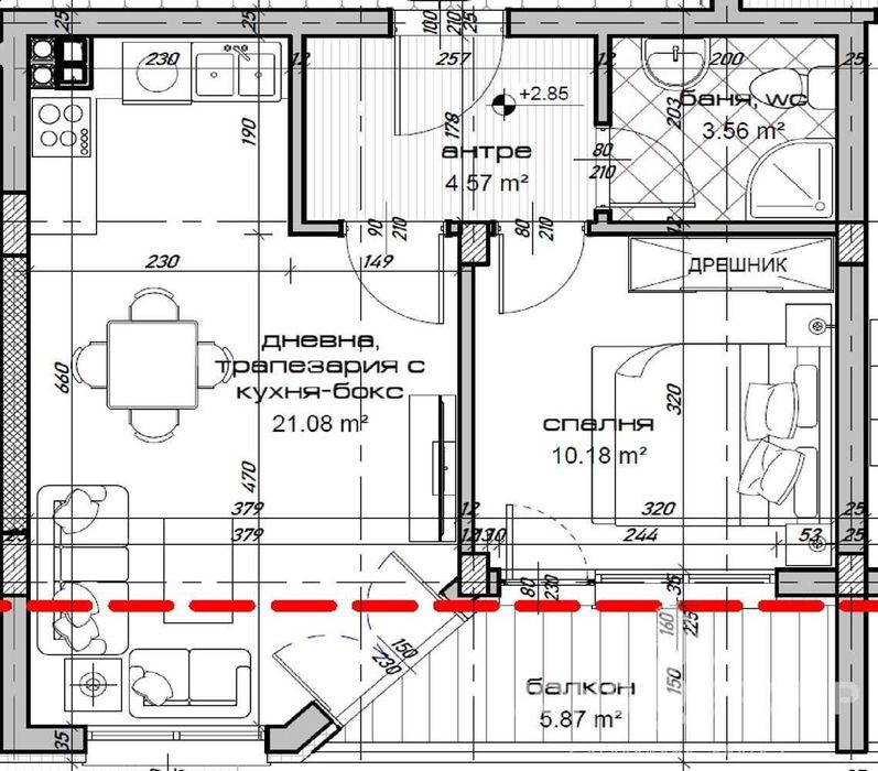 Едностаен апартамент, Варна, Кайсиева градина - 49 050Е
