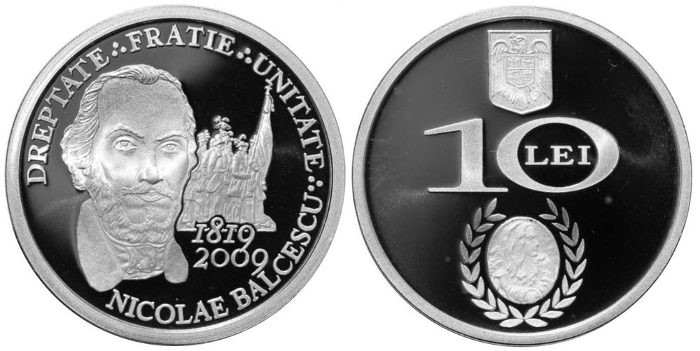 Moneda BNR 10 lei argint Nicolae Balcescu gradata NGC PF 69 UC