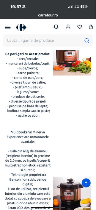 Multicooker ELECTRIC Minerva Experience D508/5L/900W/14 programe