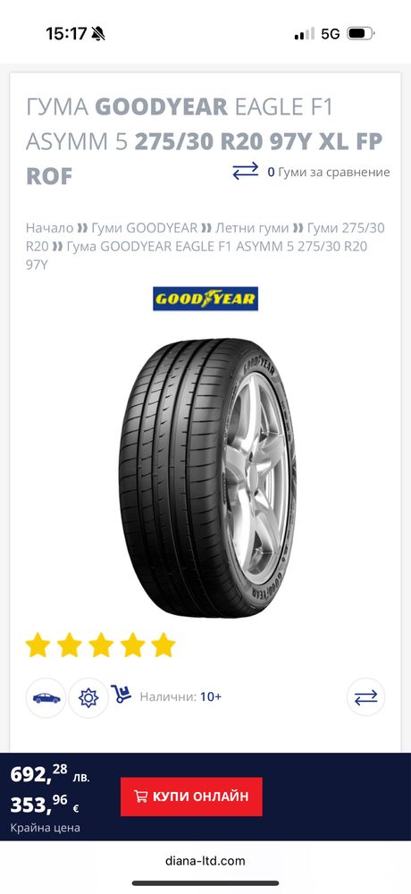 Гуми GOODYEAR Eagle F1 Asymm 5 RF R20