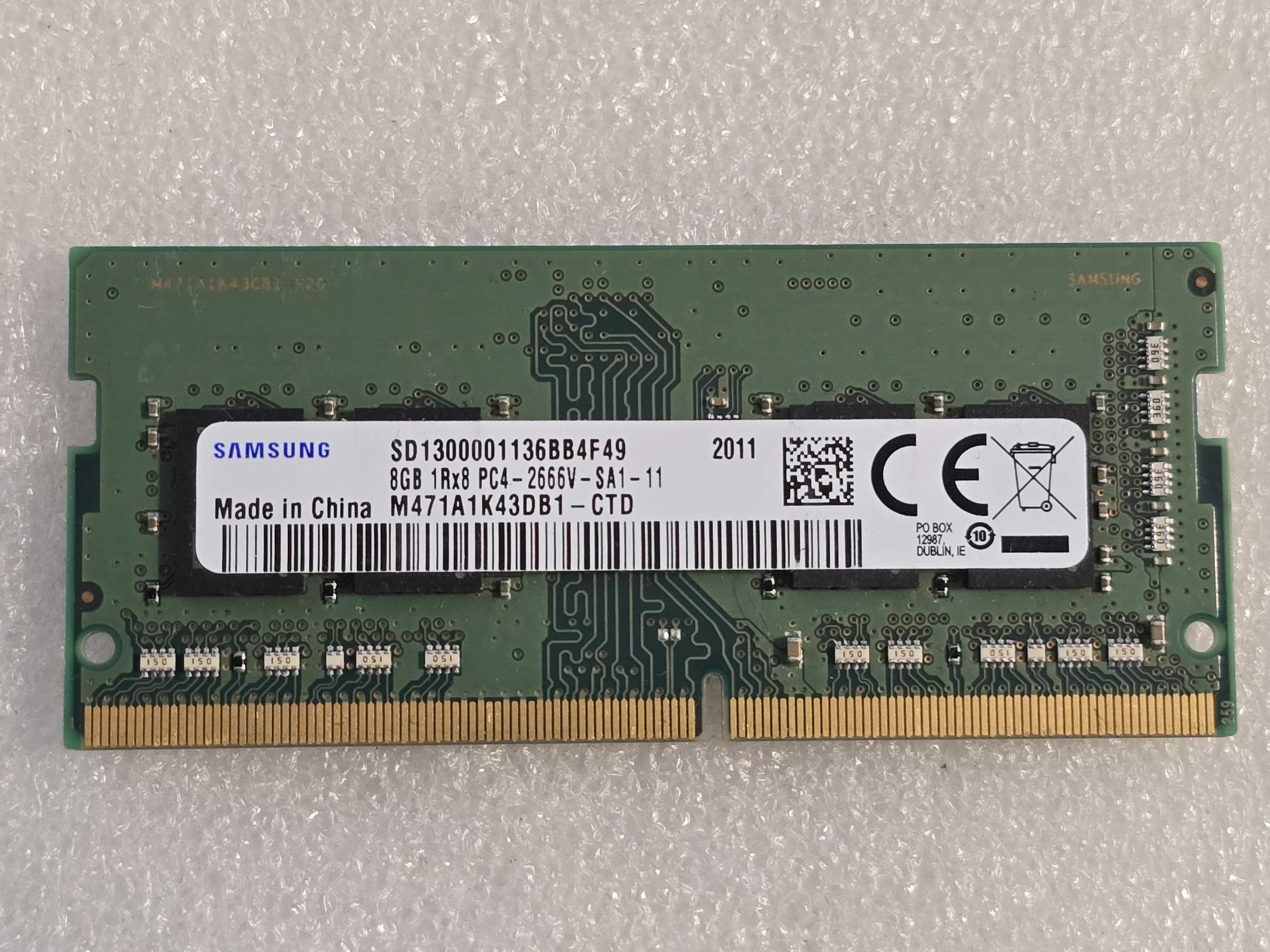 Memorie RAM laptop Samsung 8GB DDR4 PC4-2666V SODIMM M471A1K43DB1-CTD