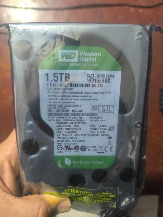Жесткий диск Western Digital WD15EARX 1,5Tb SATAIII 3,5" HDD. Новый.