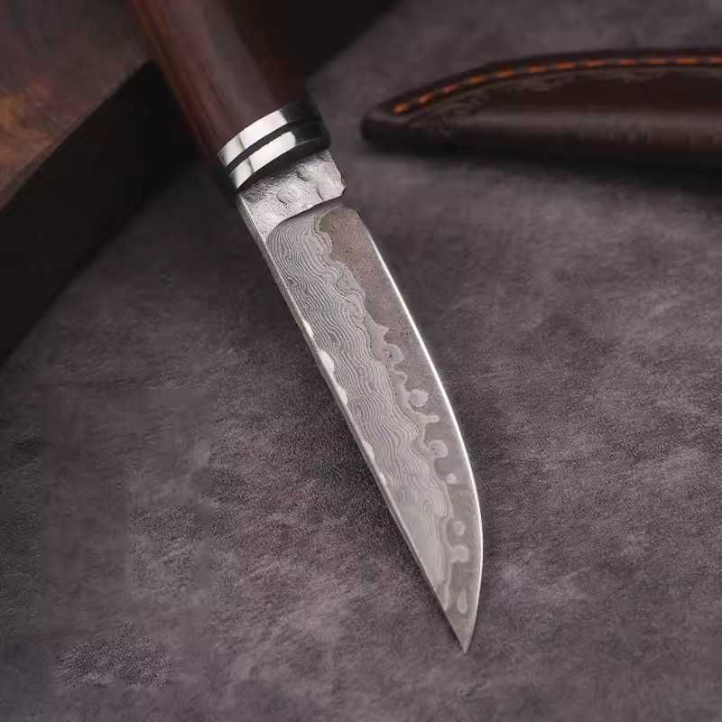 Cutit japonez Samurai, Otel inoxidabil Damasc, teaca piele