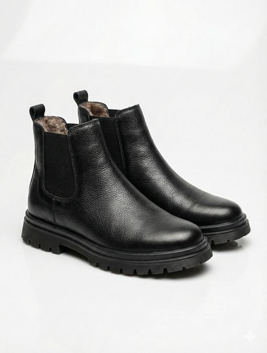 Ботинки Челси зимние, кожаные
