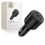 Зарядно за кола tech-protect cc04 3-port car charger pd130w – черно