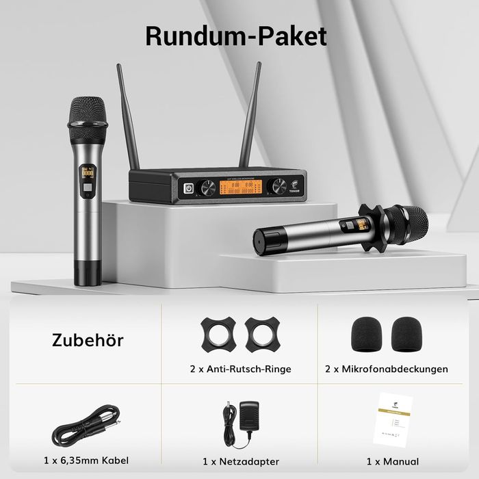 Комплект 2бр професионални безжични микрофона с приемник, TONOR TW820