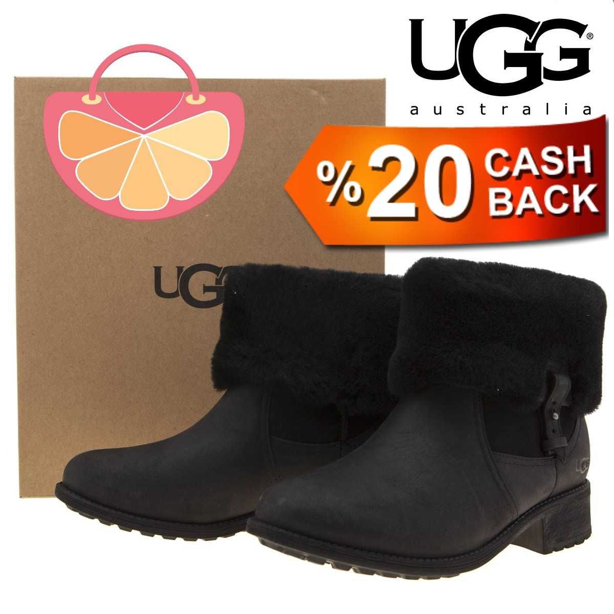 UGG AUSTRALIA № 36/37 – Водоустойчиви боти от ест. кожа и вълна нови