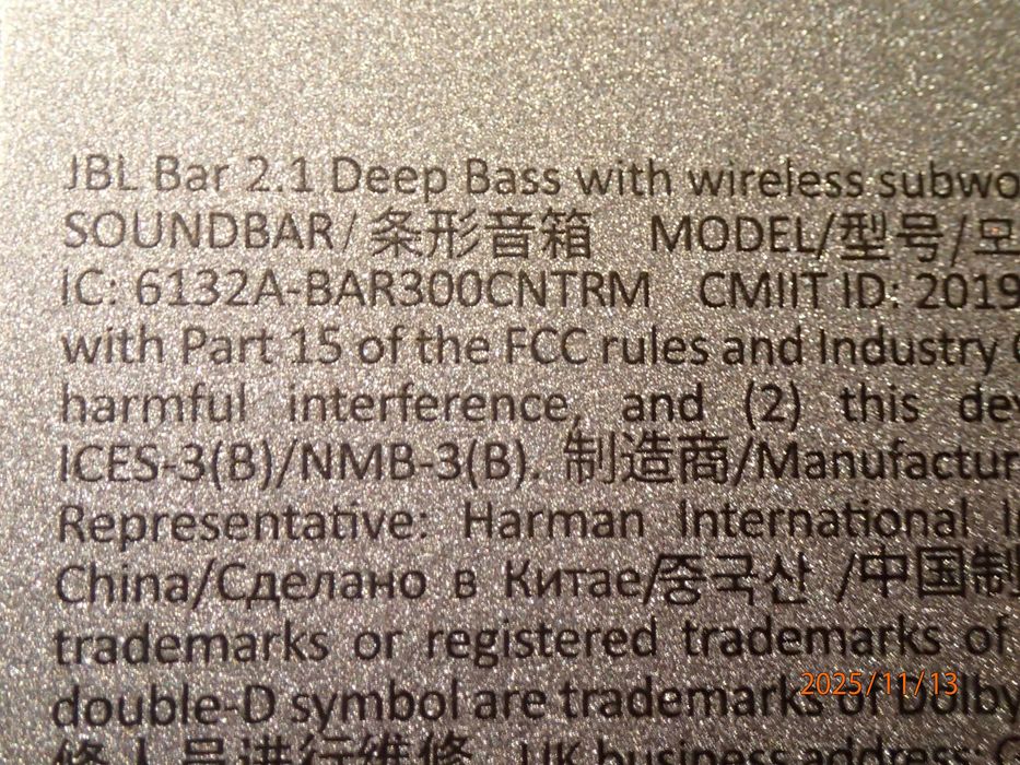 Soundbar JBL bar 2.1 deep bass;  complet ; stare f.buna