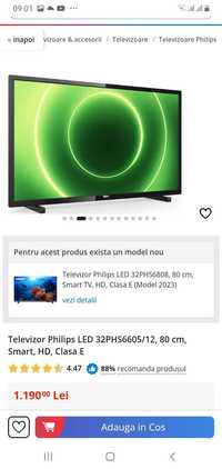 Vand Tv Led HD smart Philips 80cm nou