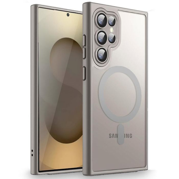 Матов magsafe кейс за samsung galaxy s25 ultra - титаниево сив