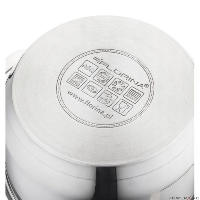 Oala cu capac, din inox, parte inferioara cu 5 straturi, diametru 16