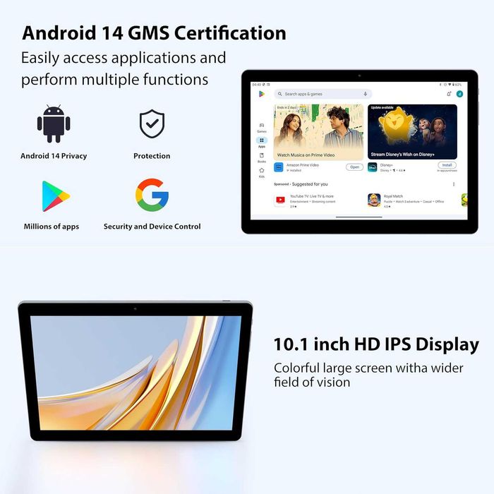 Таблет Iphone FORUSER 10" Android 14 Octa 2.0GHz 5G 36GB RAM 128GB РОМ