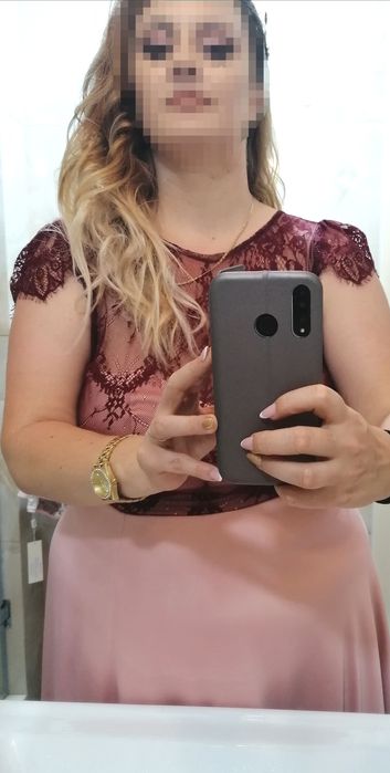 Rochie elegantă nașa roz