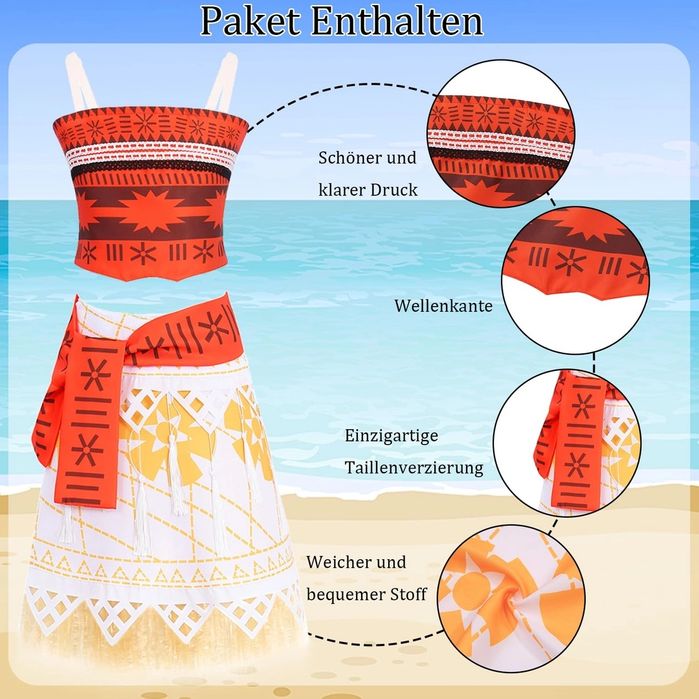 Costumație Vaiana cu accesorii, xl, noua