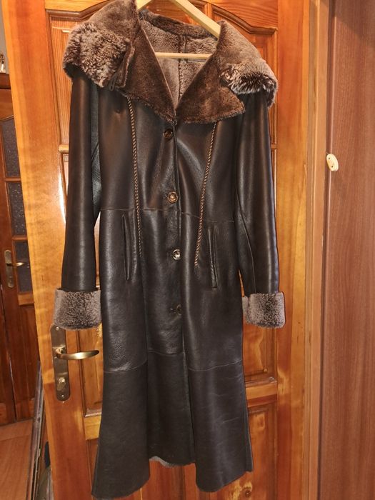 Дубленка женская кожаная, 46, длинная