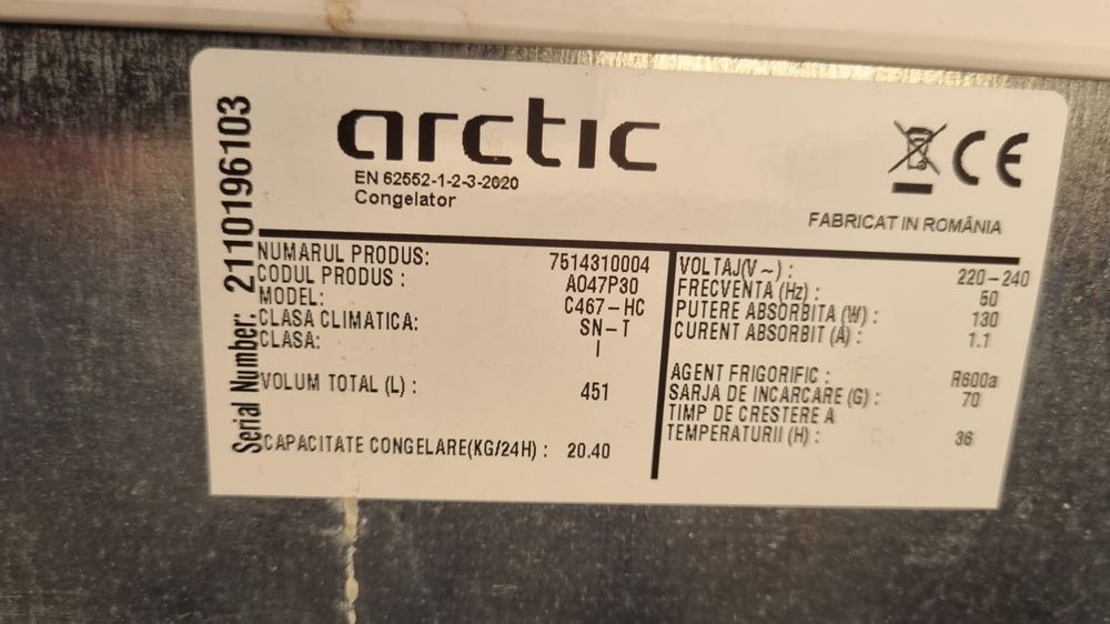 Lazi congelator Arctic - 470l