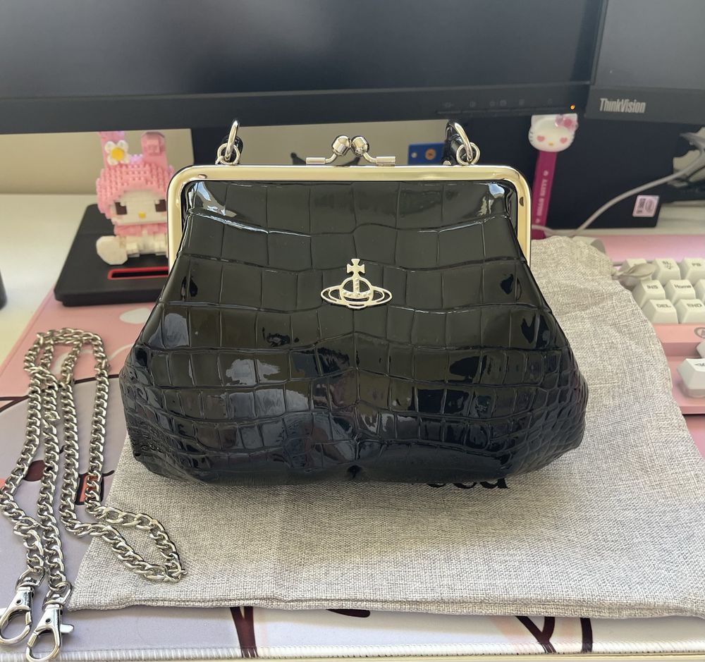Vivienne Westwood - Croc leather frame purse/чантичка (Нова с етикет)