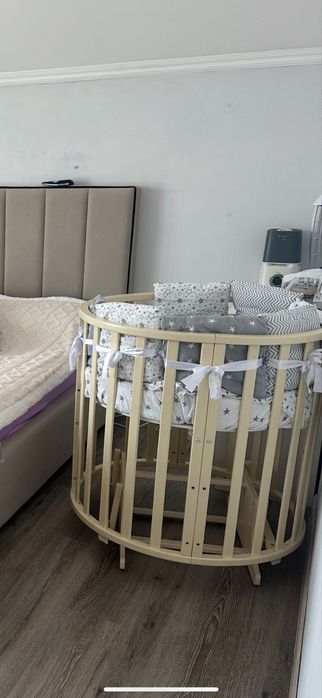 Кроватка-трансформер 8в1 (Круг/Овал) + РАБОЧИЙ МАЯТНИК + ПОДАРКИ!