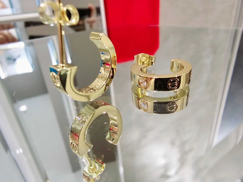CARTIER Love Gold Hoop 2 Diamonds Дамски Обеци