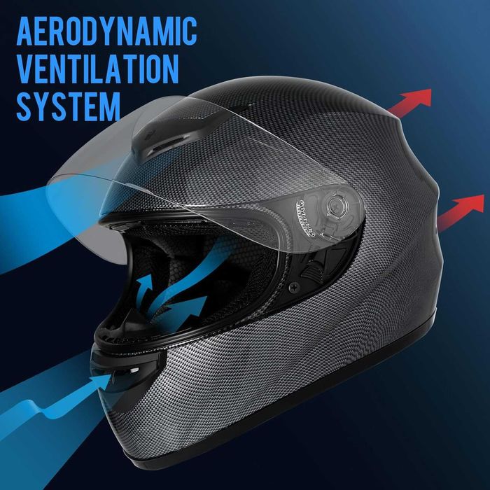 Favoto – Cască moto integrală pentru adulți, carbon, mărimea M 57-58