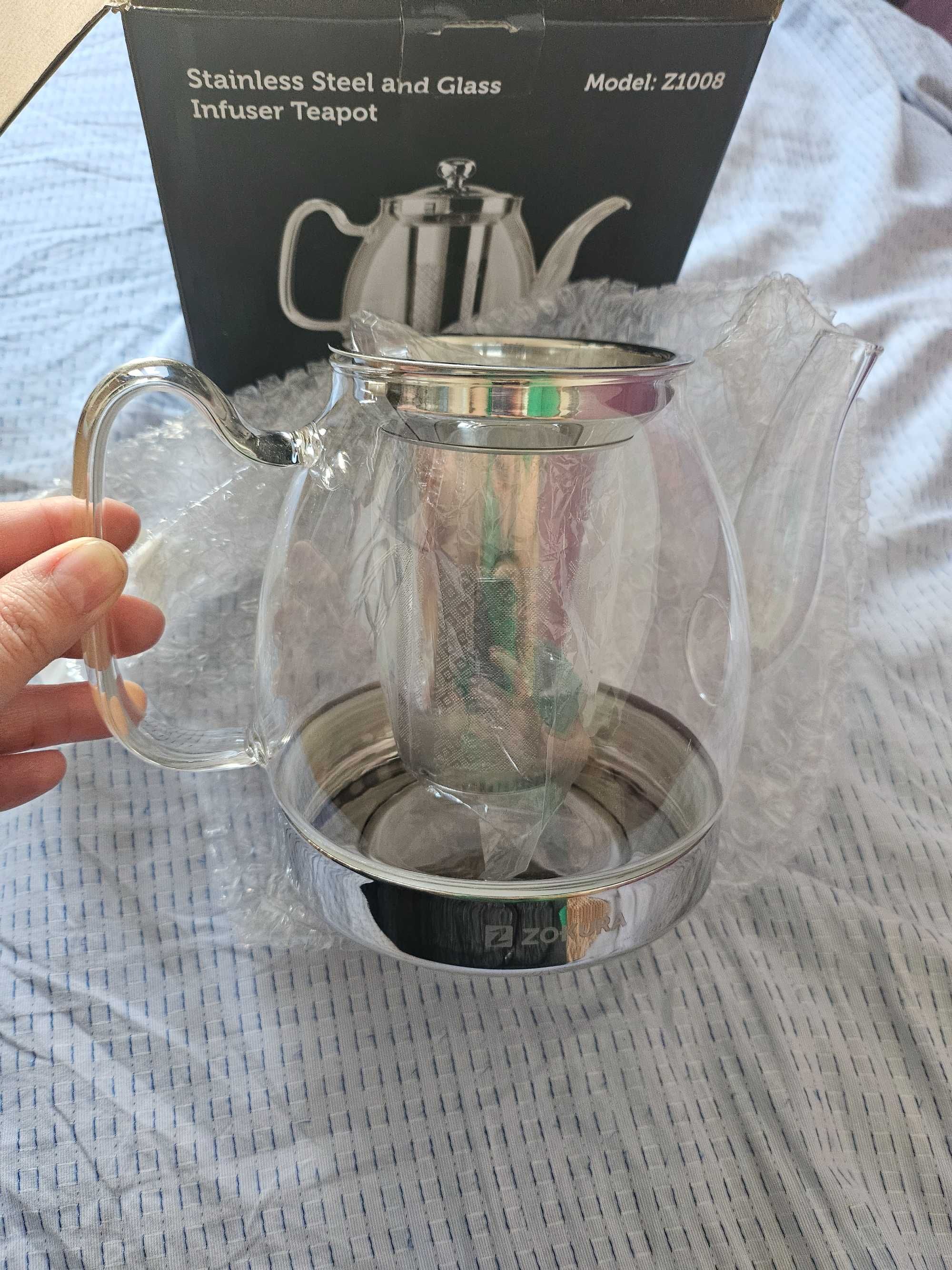 Ceainic Zokura, 1.5 l, Inox/Sticla